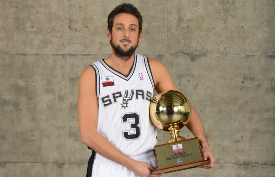 Marco Belinelli Signed Spurs 34x42 Framed Jersey 2014 NBA Champs