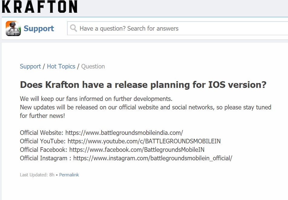 Krafton on iOS Release