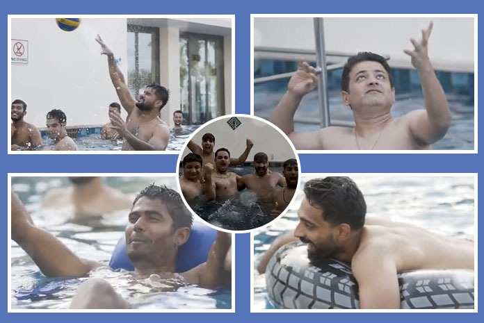 IPL 2021: Mumbai Indians lads Ishan Kishan, Jayant Yadav, Piyush Chawla enjoy volleyball at swimming pool- Watch video