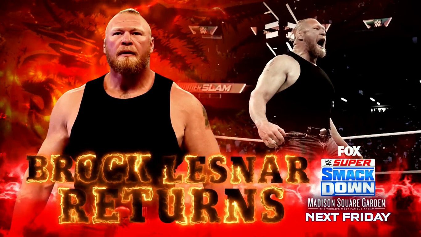 WWE Smackdown Match Card: Brock Lesnar set to return next week. A match and a contract signing segment also announced