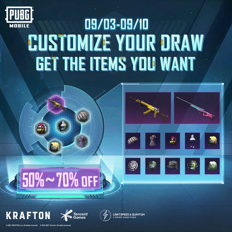 PUBG Mobile Revolving Pick-Up event: Get amazing Weapon skins and Cosmetics at a 50-70% discount. PUBG MOBILE EVENT