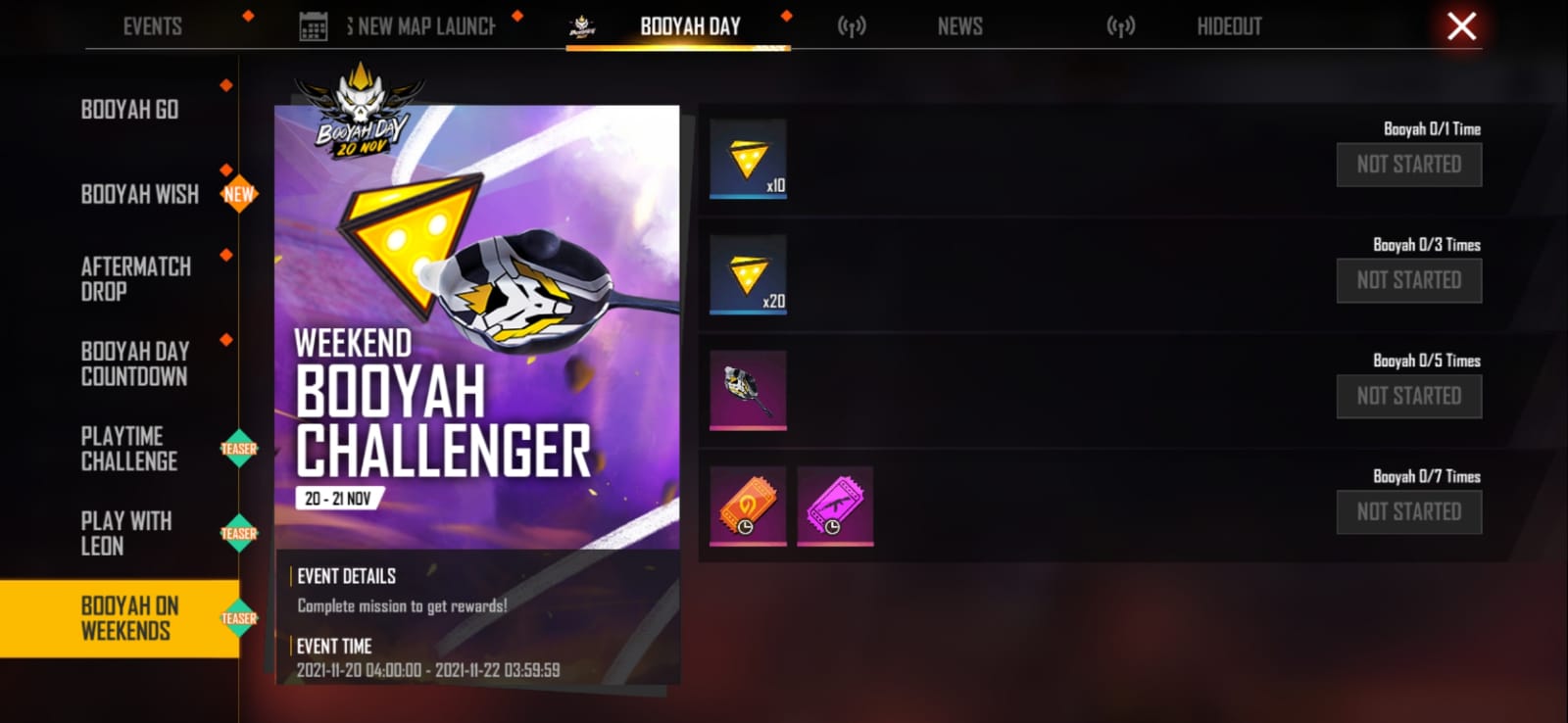 Garena Free Fire Weekend Booyah Challenger Event: Complete Mission to Get Exciting Rewards including Pan skins
