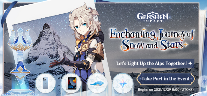 Enchanting Journey of Snow and Stars Genshin Impact Event: Get a chance to win iPhone, iPad, and character merchandise gift packs!