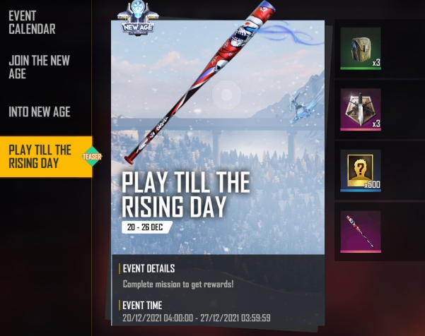 Garena Free Fire Play Till the Rising Day Event: Complete the Mission and Get a chance to win Winter Basher in the New Age Campaign, Check Details