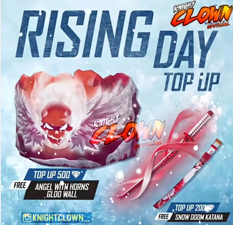 Garena Free Fire Rising Day Top-up Event: Get Free Skins now by top-up the diamonds 