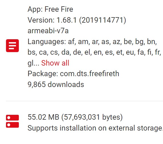 APK Free Fire rendah MB terbaru