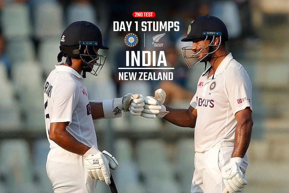 IND vs NZ 2nd Test Day 1 Stumps: Mayank Agarwal's hundred helps India post 221/4 on Day 1 after Ajaz Patel's four-fer rattled India including Virat Kohli's duck