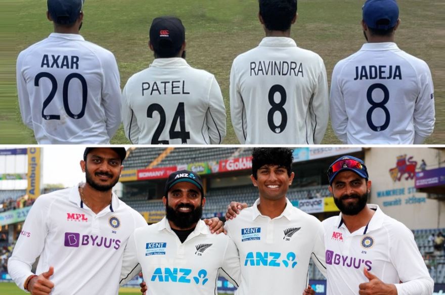 IND vs NZ: No one can beat this AMAZING picture of Ravindra Jadeja, Axar Patel & NZ cricketers, check whose idea was to click this?