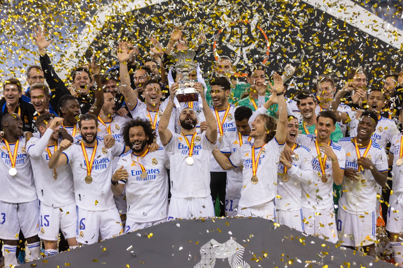 Real Madrid win Supercopa de Espana: Goals from Modric and Benzema help 10 men Real Madrid beat Athletic Club to win their 12th Spanish Super Cup trophy