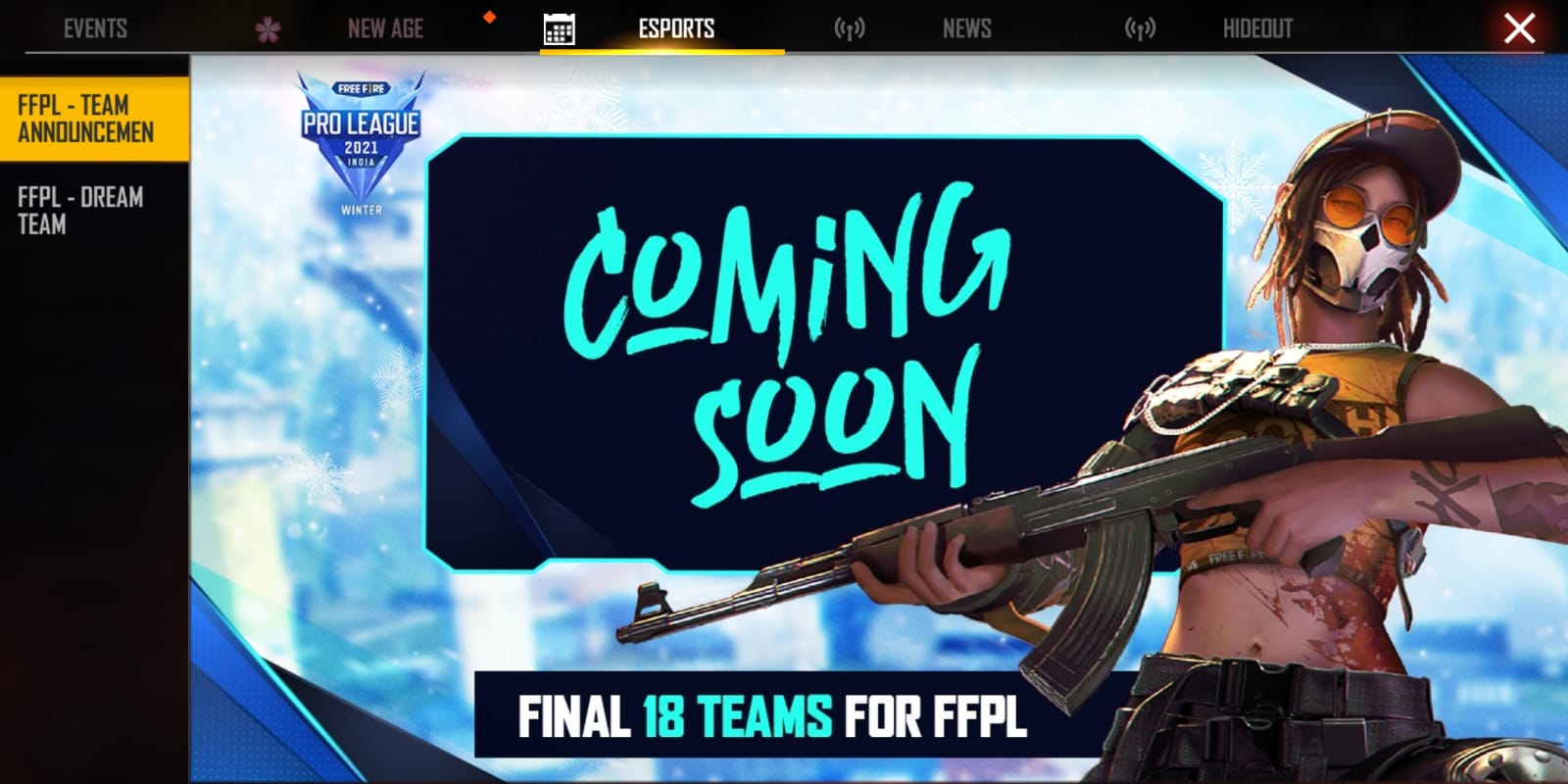 Free Fire Pro League 2021 Winter: Final 18 Teams for FFPL 2021 Winter is coming soon, Check More Details on the competition