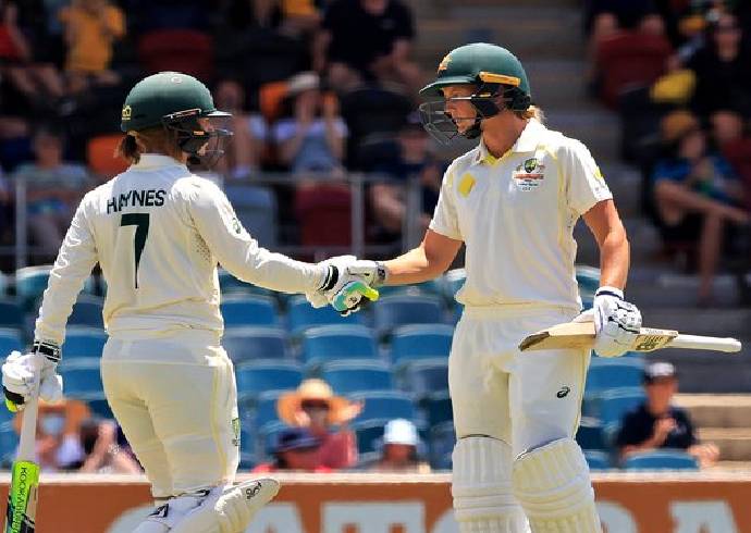 AUS-W vs ENG-W Test Day 1 Stumps: After men's England women struggle too, Lanning & Haynes power Australia to 327/7 on Day 1