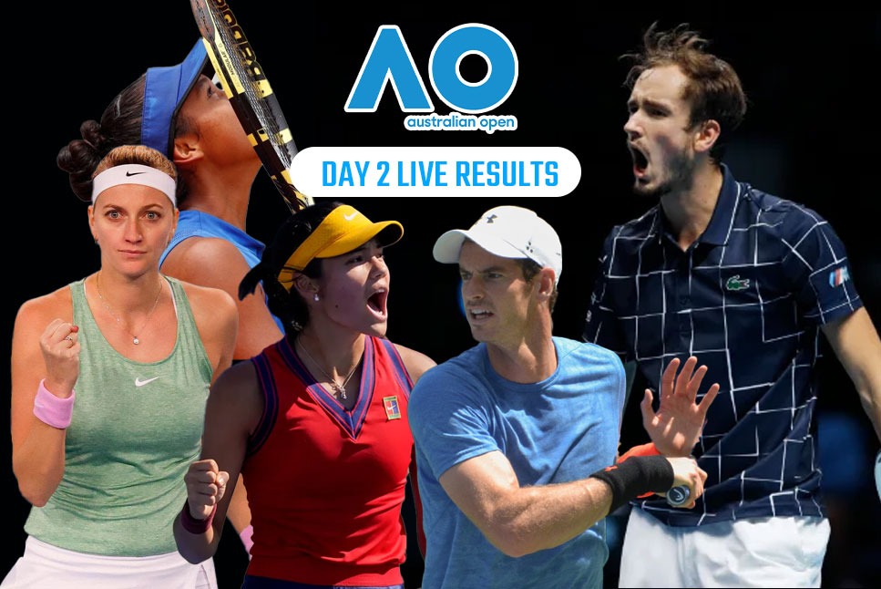 Australian Open Day 2 Results: Kvitova & Fernandez ousted; Medvedev, Tsitsipas, Raducanu power through, Murray survives thriller