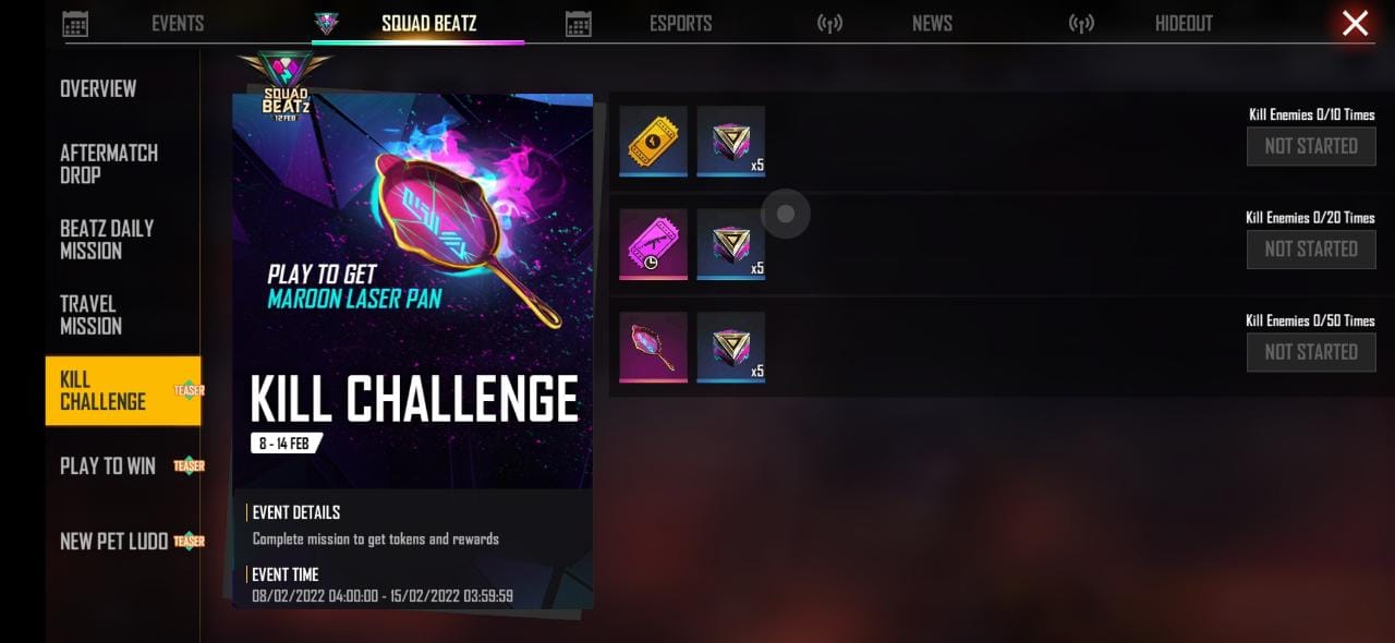 Free Fire Maroon Laser pan Skin: Get the exclusive pan skin by completing the kill challenges, All you need to know about the skin