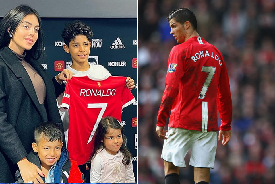 Cristiano Ronaldo: Cristiano Jr. poses with Man United jersey No.7 as he signs for Manchester United Academy; Check pictures