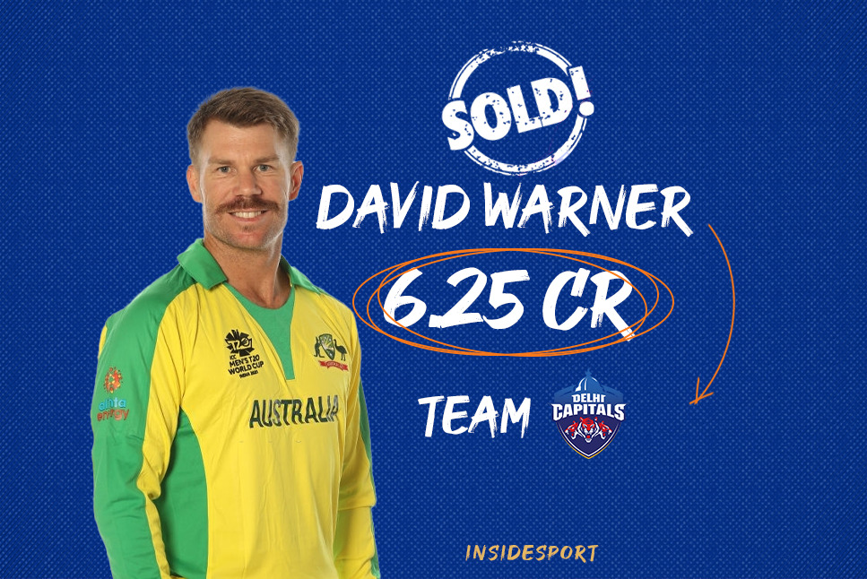 Warner joins DC: Star opener David Warner joins Delhi Capitals for a price of 6.25 Crore in IPL 2022 Auction