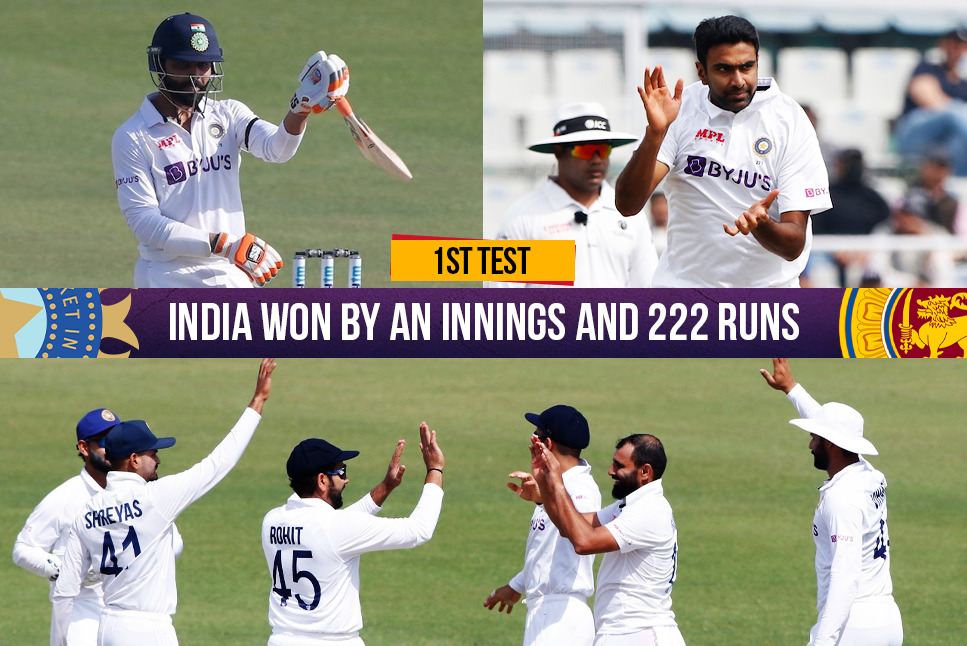 IND beat SL Highlights: Ravindra Jadeja's 'SUPERSHOW' mauls Sri Lanka, India beat 'CLUELESS' visitors by an innings and 222 RUNS to win MOHALI test
