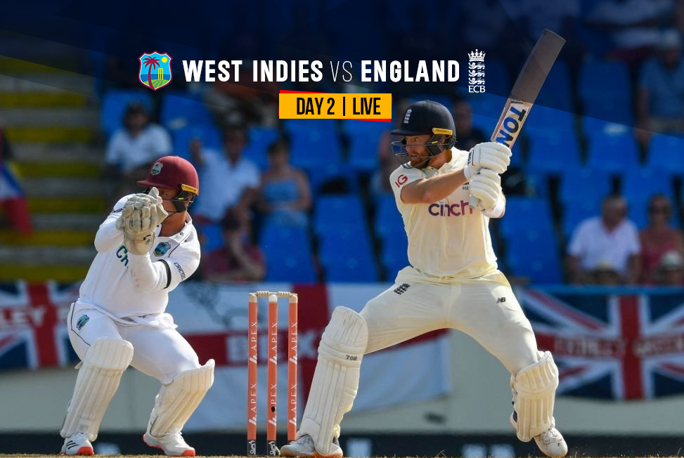 WI vs ENG LIVE Score: Jonny Bairstow, Chris Woakes eye 350+ score as West Indies eye quick wickets - Follow Day 2 LIVE Updates