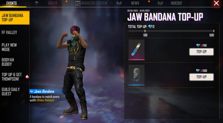 Garena Free Fire Jaws Bandana Top-Up Event: Get Sauce Swagger Skyboard and Jaws Bandana for free, Check details