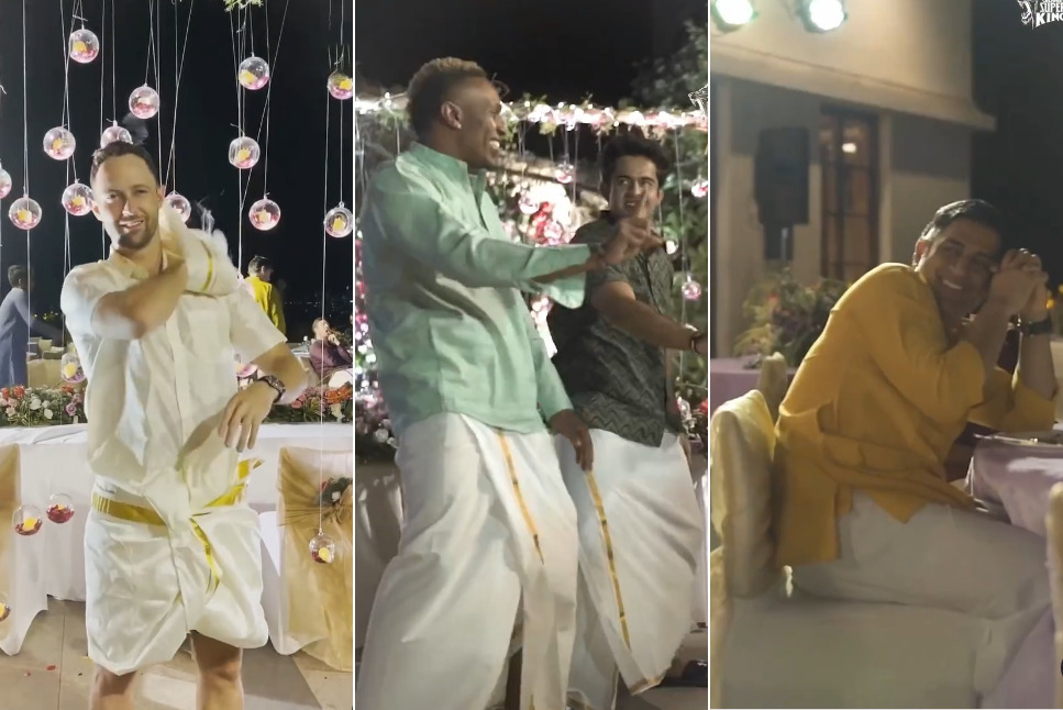 IPL 2022: PBKS vs CSK Live - CSK players including MS Dhoni show off LUNGI-DANCE skills at Devon Conway's pre-wedding BASH- Watch Video