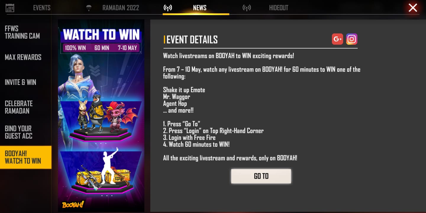 Free Fire Max Booyah Watch to Win Event: Get free Shake it Up emote, pets, and many more rewards, Check Full Details, all you need to know about the event
