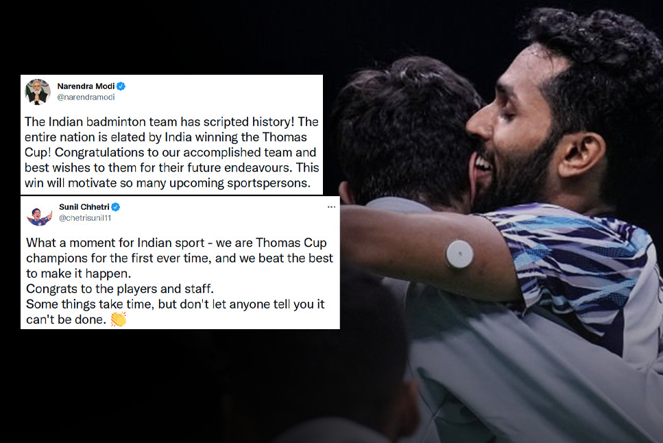 Thomas Cup Final Live: From PM Modi, Sunil Chhetri to Anurag Thakur, wishes pour in for Indian shuttlers as Kidambi Srikanth & Co script HISTORY, winning maiden Thomas Cup title, Sports Minister promises 1 Crore Cash reward