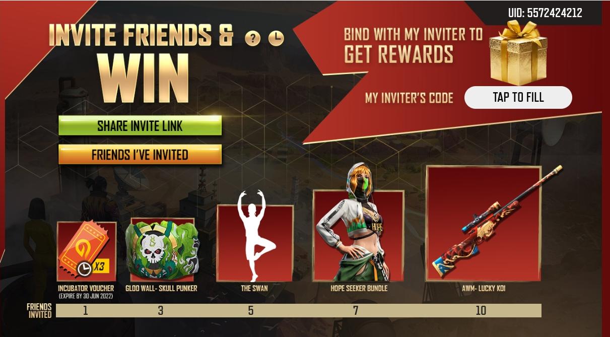Free Fire Hope Seeker Cosmetic Bundle: Check How to get it from the Invite and Win event, More Details on the Invite and Win event in Free Fire