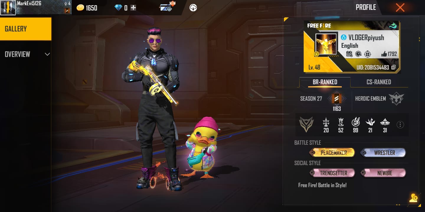 Piyush Joshi Gaming Free Fire ID: Check out his lifetime stats, K/D ratio, rank, YouTube income, and more details, all you need to know about the creator