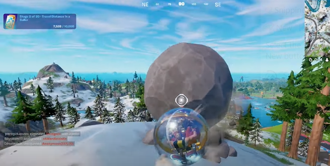 How to Boost into a Runaway Boulder and dislodge it with a Baller in Fortnite Chapter 3 Season 3