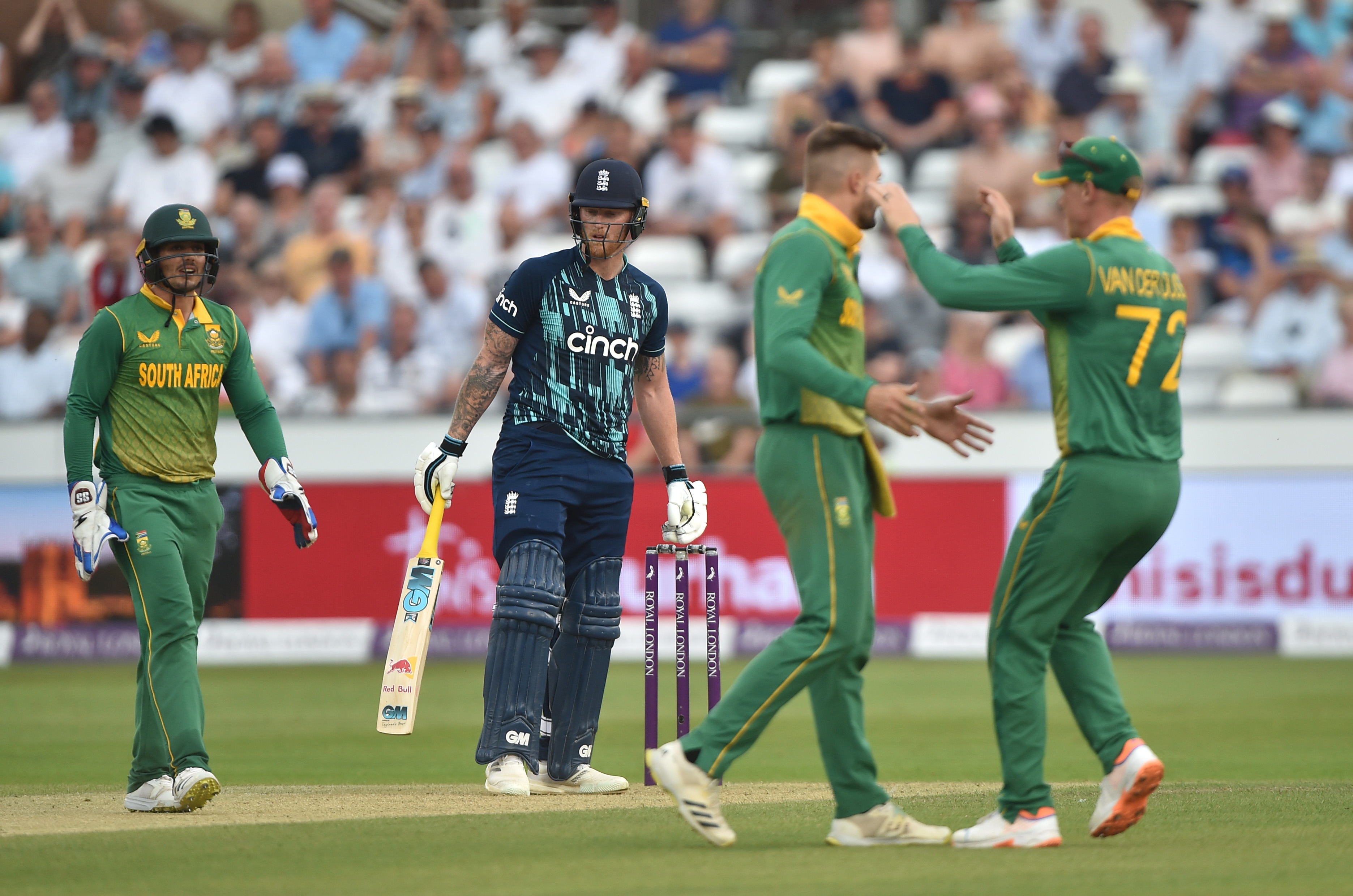 ENG vs SA LIVE: Rassie van der Dussen century, Anrich Nortje four-fer spoil Ben Stokes' final ODI game as Proteas win by 62 runs - Check Highlights