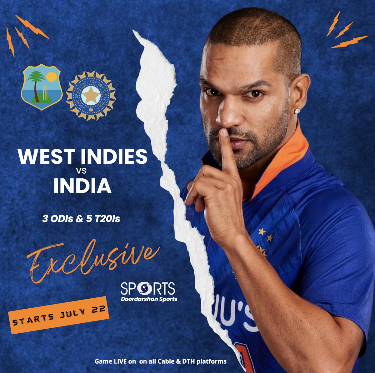 IND VS WI LIVE DD Sports'ta yayın yapın, 1. ODI LIVE'ı tamamen ücretsiz izleyin, önce Hindistan vuruşu: CANLI izleyin
