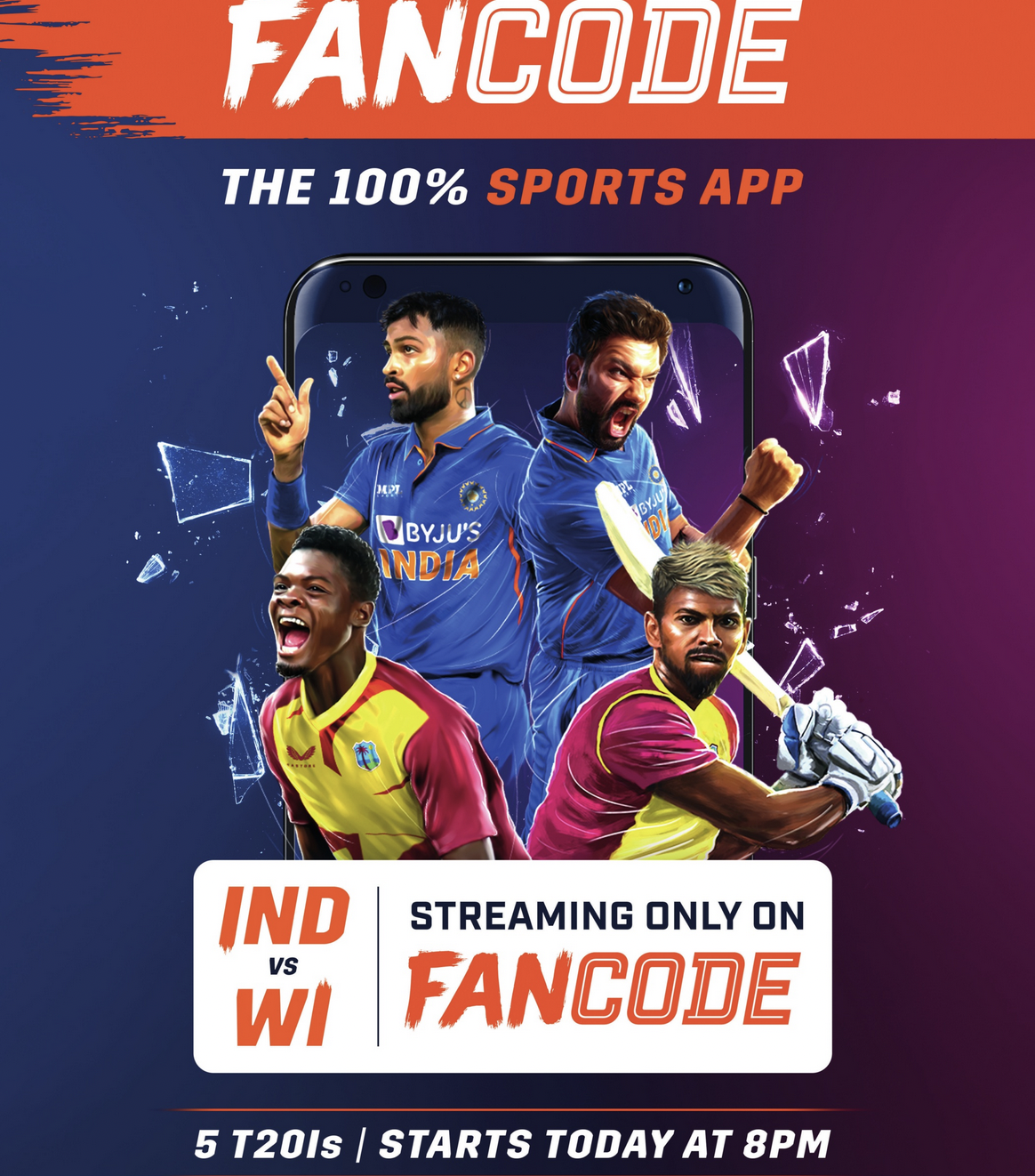 IND WI T20 Series LIVE Streaming FanCode gets Mobil, Cashify, Naukri on board as sponsors, Follow 1st T20 LIVE at 8PM