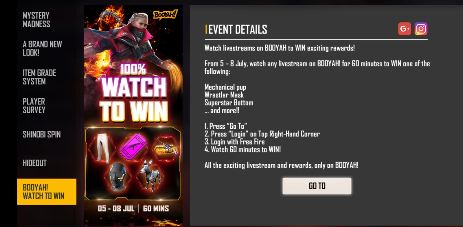 Free Fire Max New Watch to Win event arrives with rewards