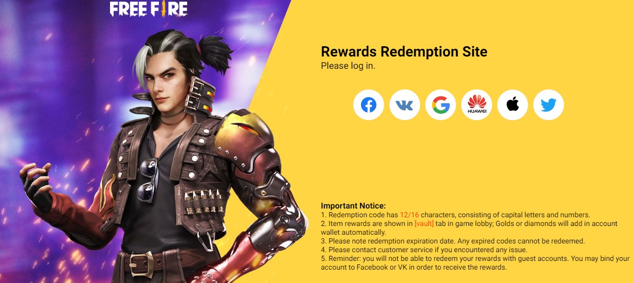 Garena Free Fire Redeem Codes for August 