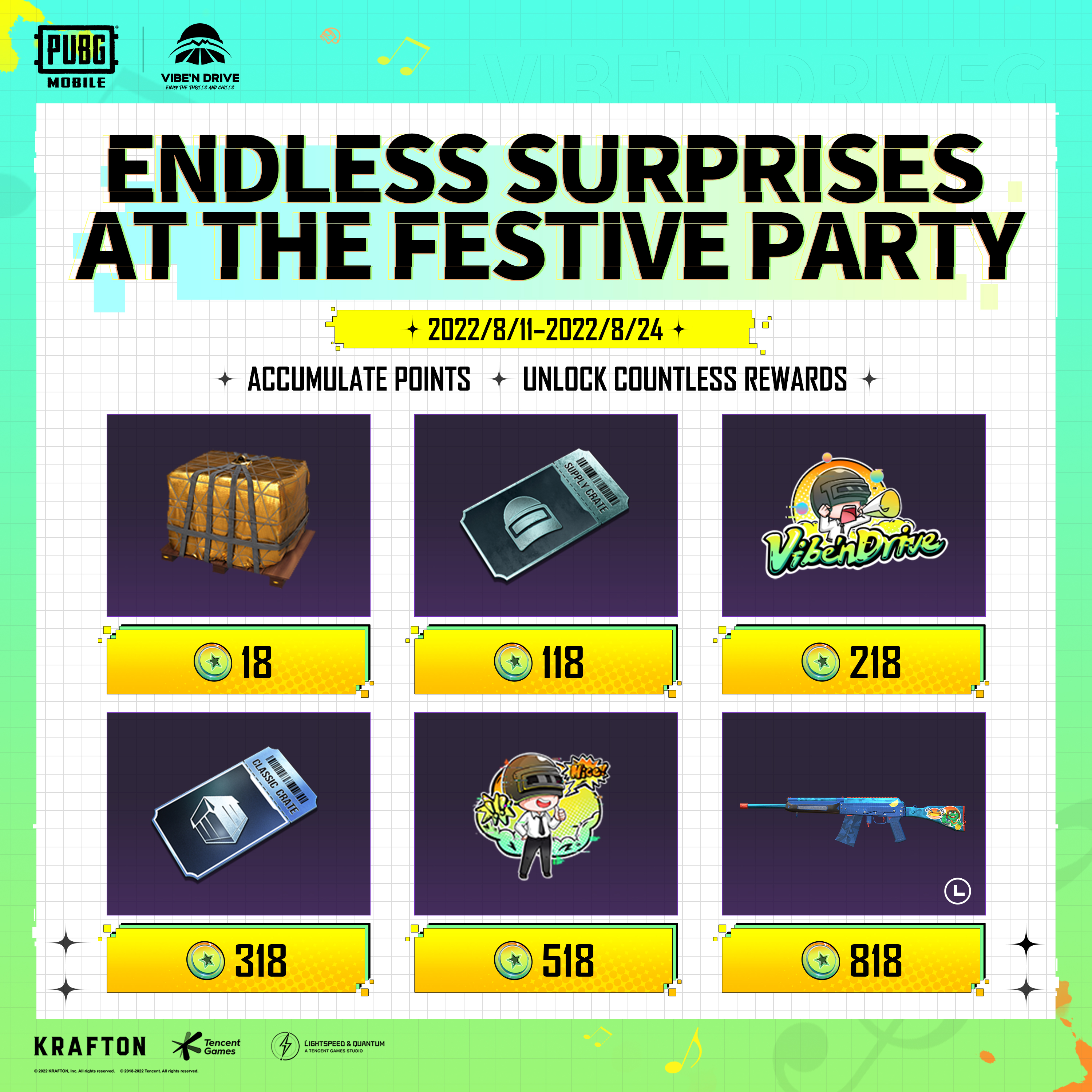 PUBG Mobile x Vibe'n Drive Login event: Login for 7 days and earn amazing rewards