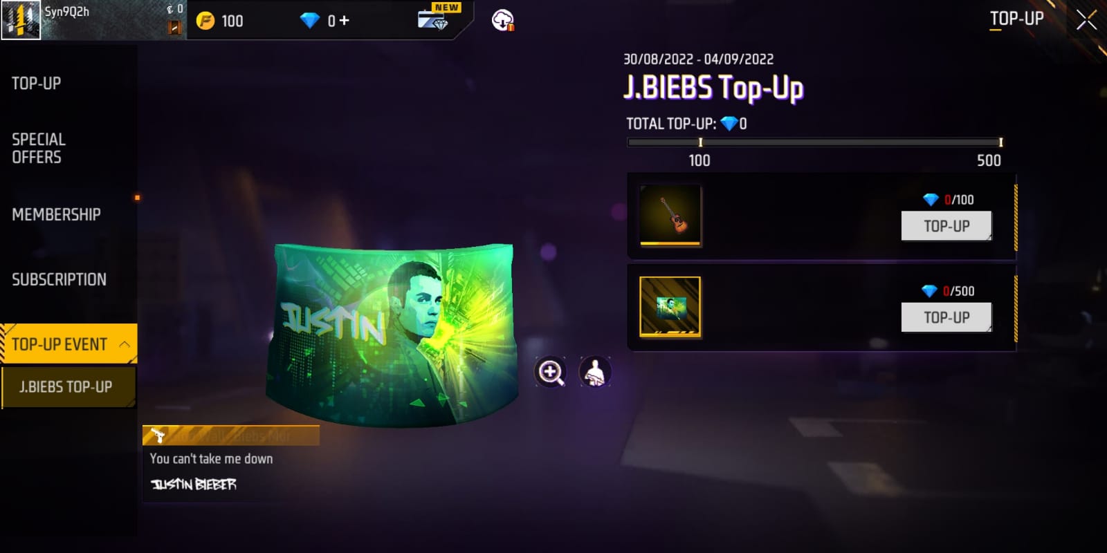Free Fire MAX J Biebs Top-up Event: Get Biebs Mural Gloo Wall for free by topping up diamonds in-game, All you need to know about the event and its rewards