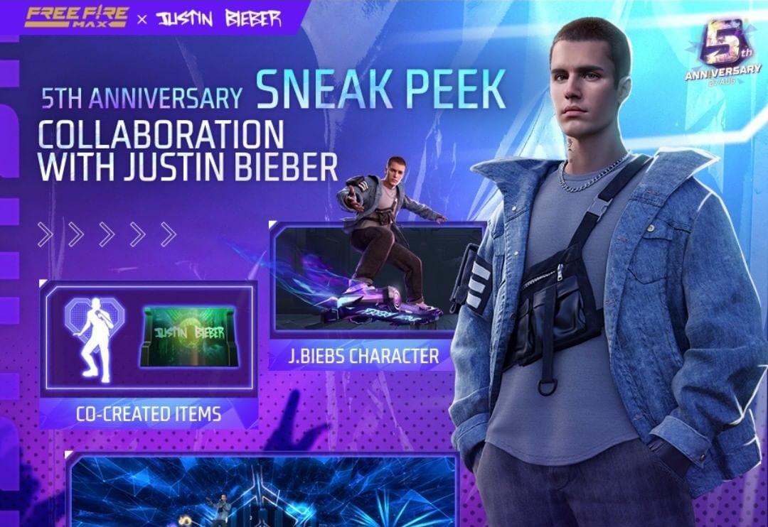 Free Fire MAX 5th Anniversary J Biebs collab Sneak peek