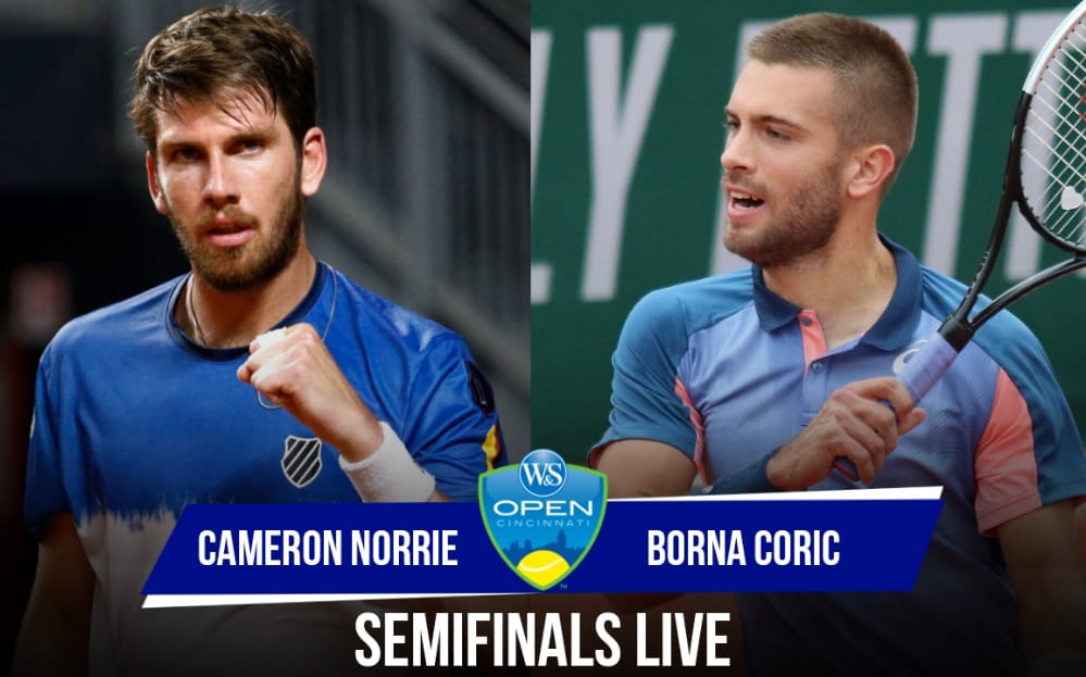 Cincinnati Masters Semifinals LIVE Cameron Norrie faces Borna Coric in