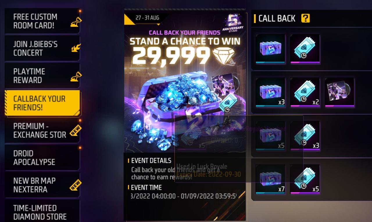 Free Fire MAX Call Back Your Friends Event: Stand a chance to win 29, 999 diamonds by Calling back your friends, all about the event and its rewards