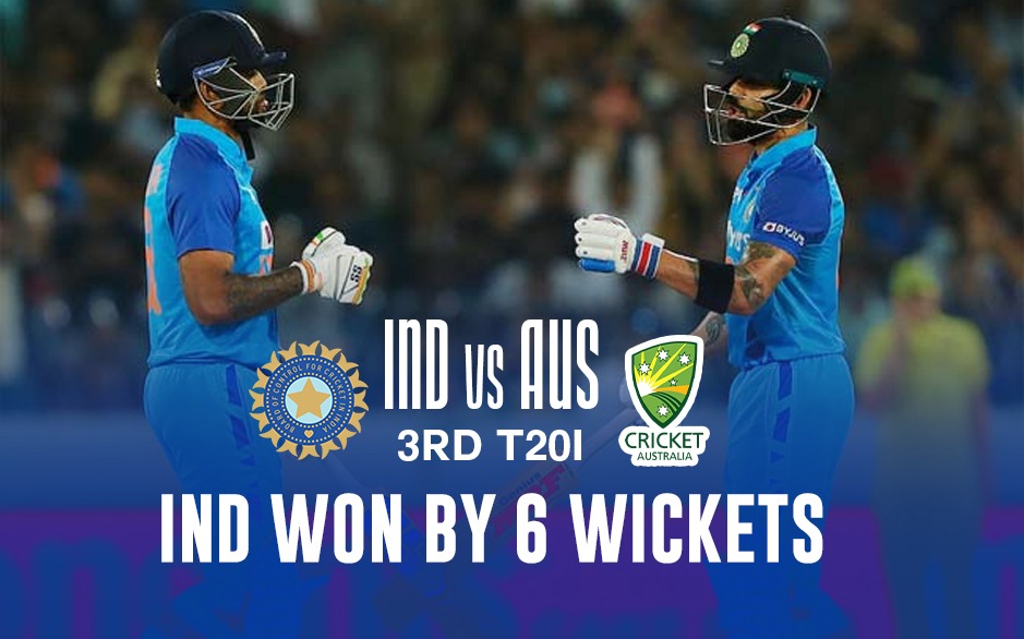 Gå glip af Uafhængig Uberettiget IND vs AUS 3rd T20 Highlights: Kohli-SKY power India to 6 wicket win,  clinch series 2-1: Check 3rd T20 Highlights