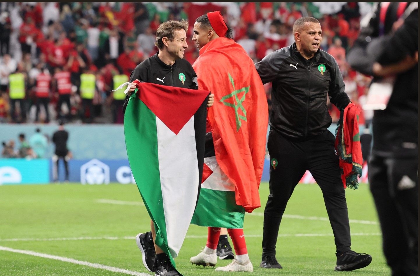 Morocco beat Spain Highlights: Morocco players celebrate with Palestinian flag after Spain upset: Follow FIFA World Cup 2022