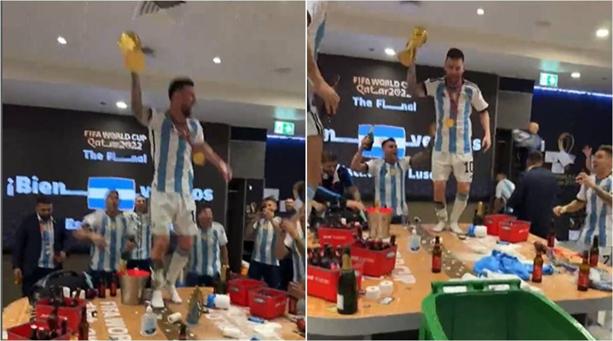 Perayaan Ruang Ganti Argentina: Saksikan Messi Menari di ATAS MEJA, Di Maria melompat ke tempat sampah untuk merayakannya DENGAN LIAR: Tonton rekaman EKSKLUSIF