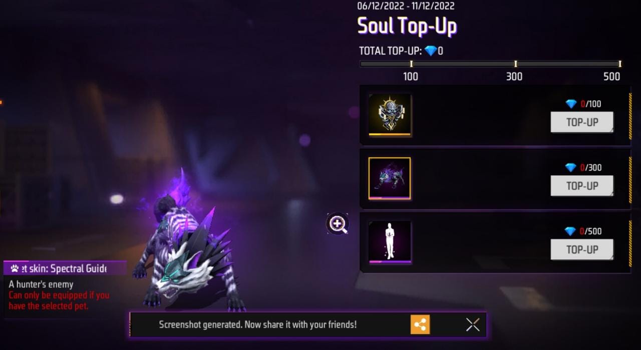 Free Fire MAX Soul Top-up Event - Collect a new Emote, Pet skin, and a backpack FREE by topping up diamonds, all about the Free Fire Soul Top-up event.