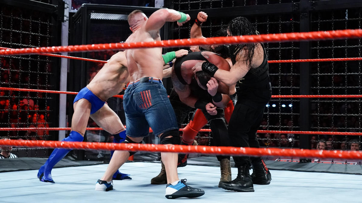 Elimination Chamber 2018: Roman Reigns, Seth Rollins, John Cena, Finn Balor joined forces to take down Braun Strowman