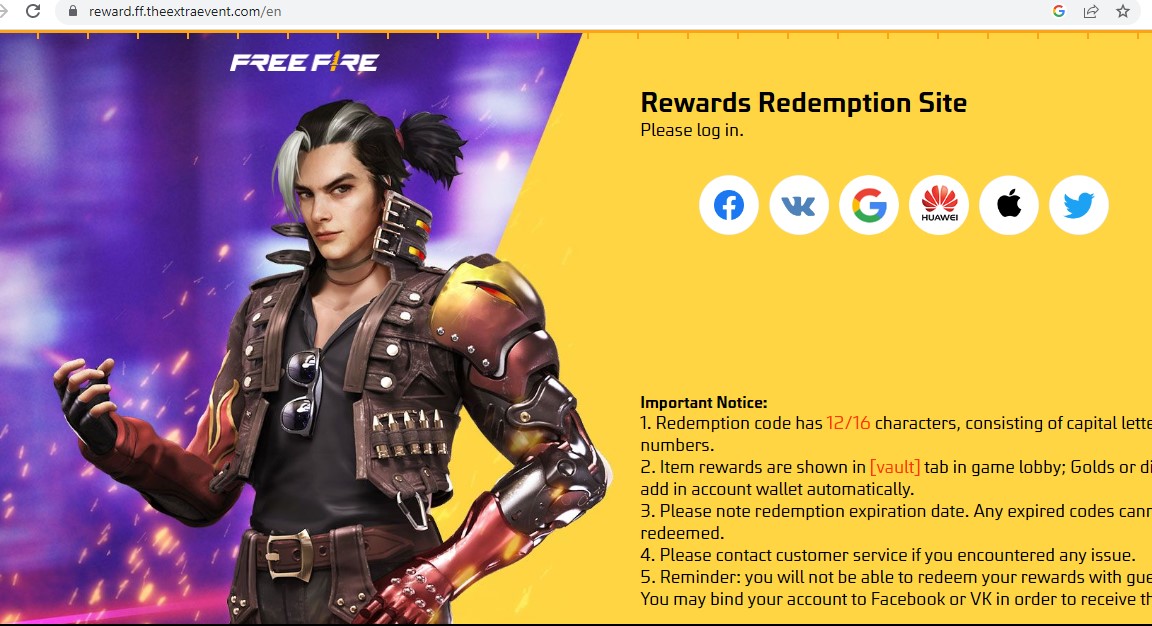 Rewards Redemption Site Garena: como resgatar o código Free Fire