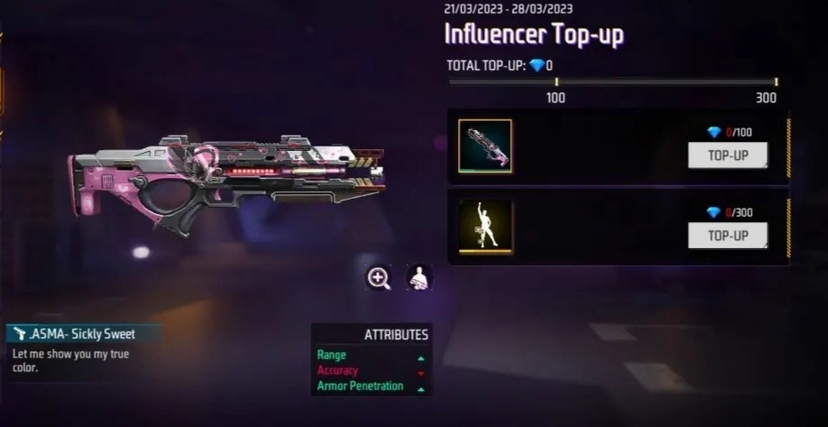 Free Fire MAX Influencer Top-up: Get The Influencer emote, and a gun skin FREE of cost, CHECK DETAILS