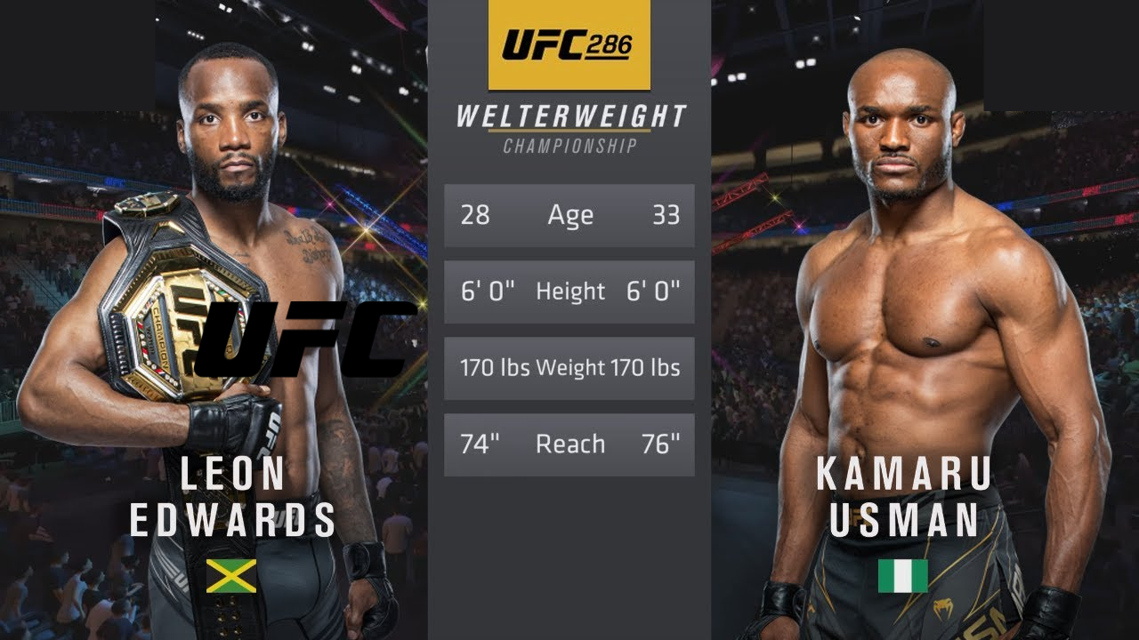 UFC 286: Leon Edwards vs Kamaru Usman Comparison: Age, Height, Records ...