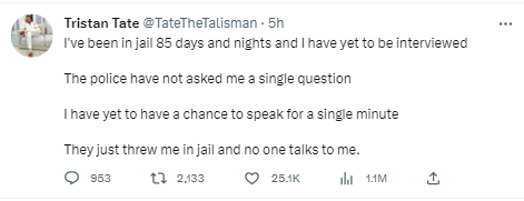Tristian Tate Shocking Revelation: '85 days and night'- Andrew Tate's brother Tristian Tate presses allegations on Romanian Police