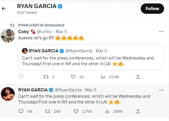 Ryan Garcia vs Gervonta Davis: Jadwal Media: Press