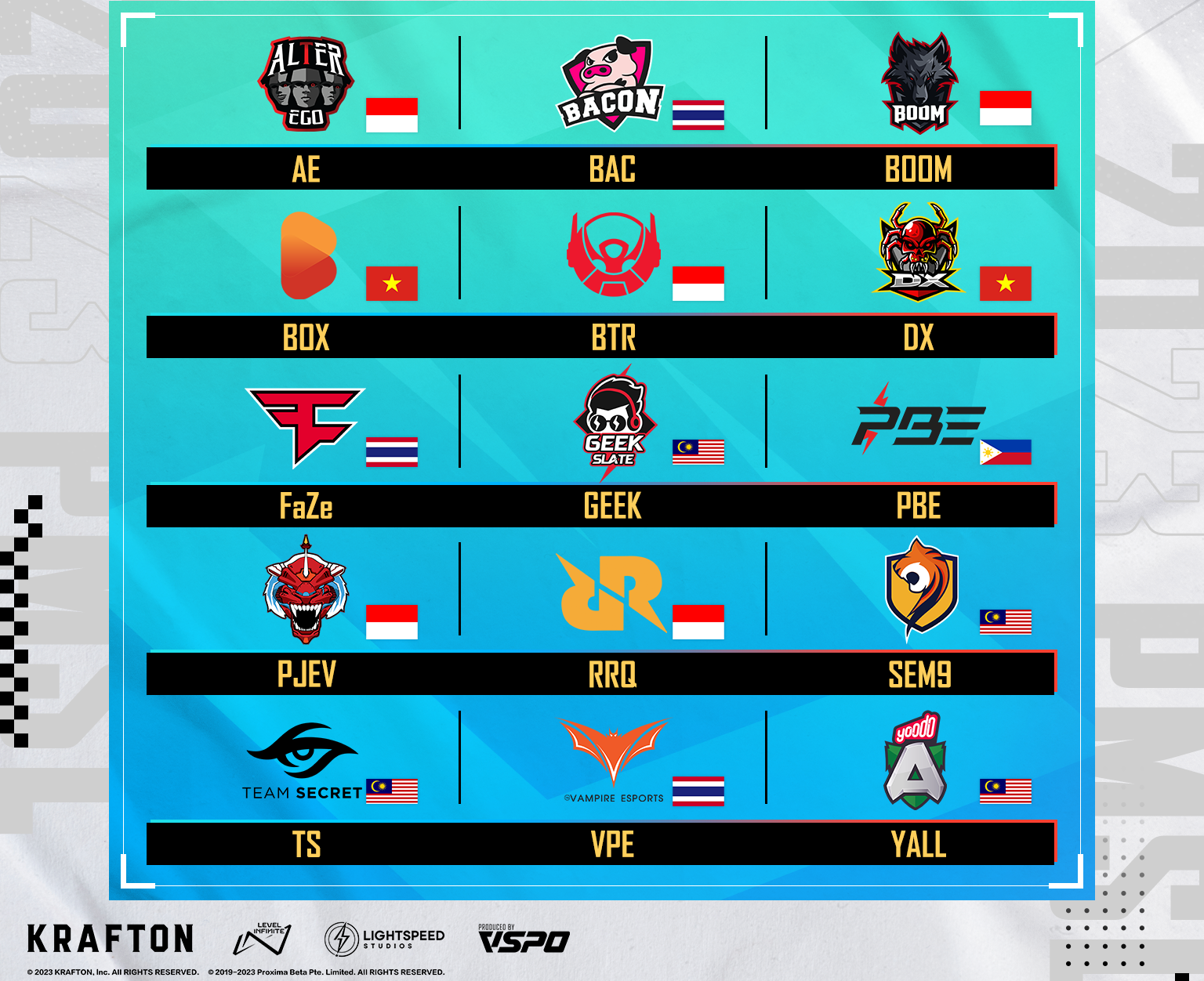 PMSL 2023 Spring Season: PUBG Mobile Esports officially unveiled the 15 teams from the Southeast Asia region who joined PUBG Mobile Partnership Program