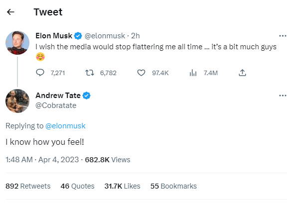 Andrew Tate: Twitter CEO Elon Musk consoled for an emotional revelation- 'stop flattering me'